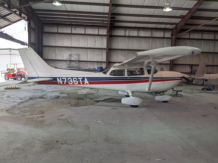 Clear coat application stage of Ace Aircraft Refinishing's aircraft painting process